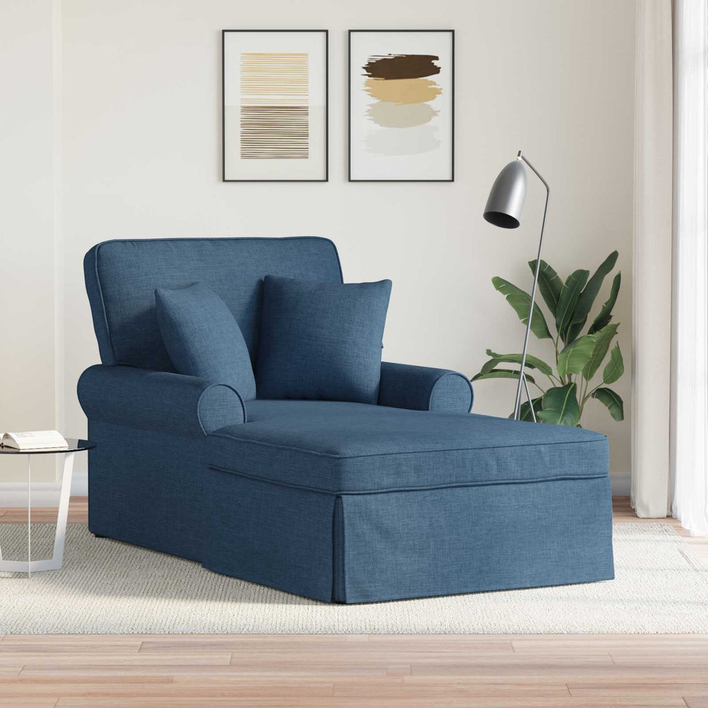 vidaXL Chaise Lounge z Fartuszkiem z poduszką 3 pcs Niebieski tkanina