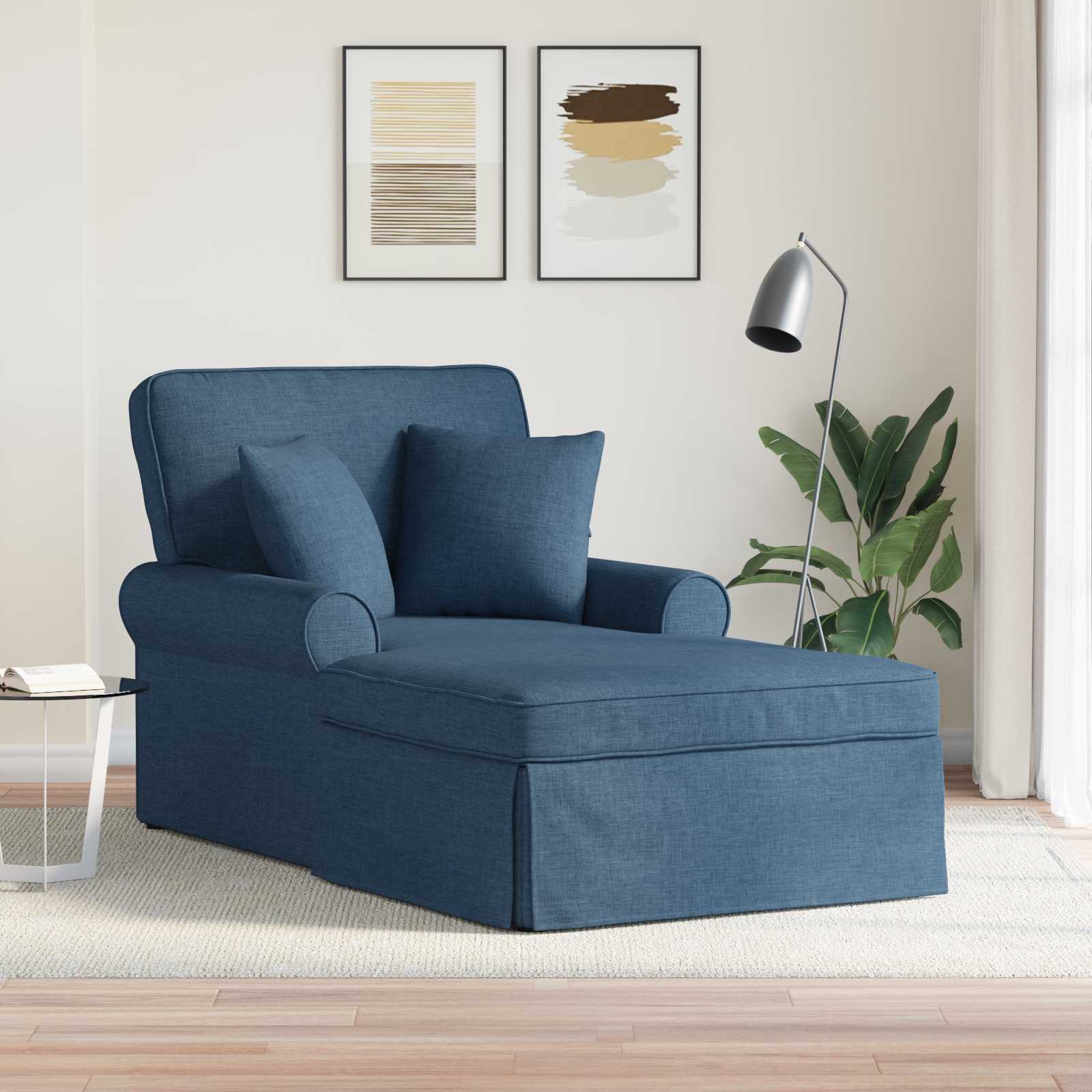 vidaXL Chaise Lounge z Fartuszkiem z poduszką 3 pcs Niebieski tkanina