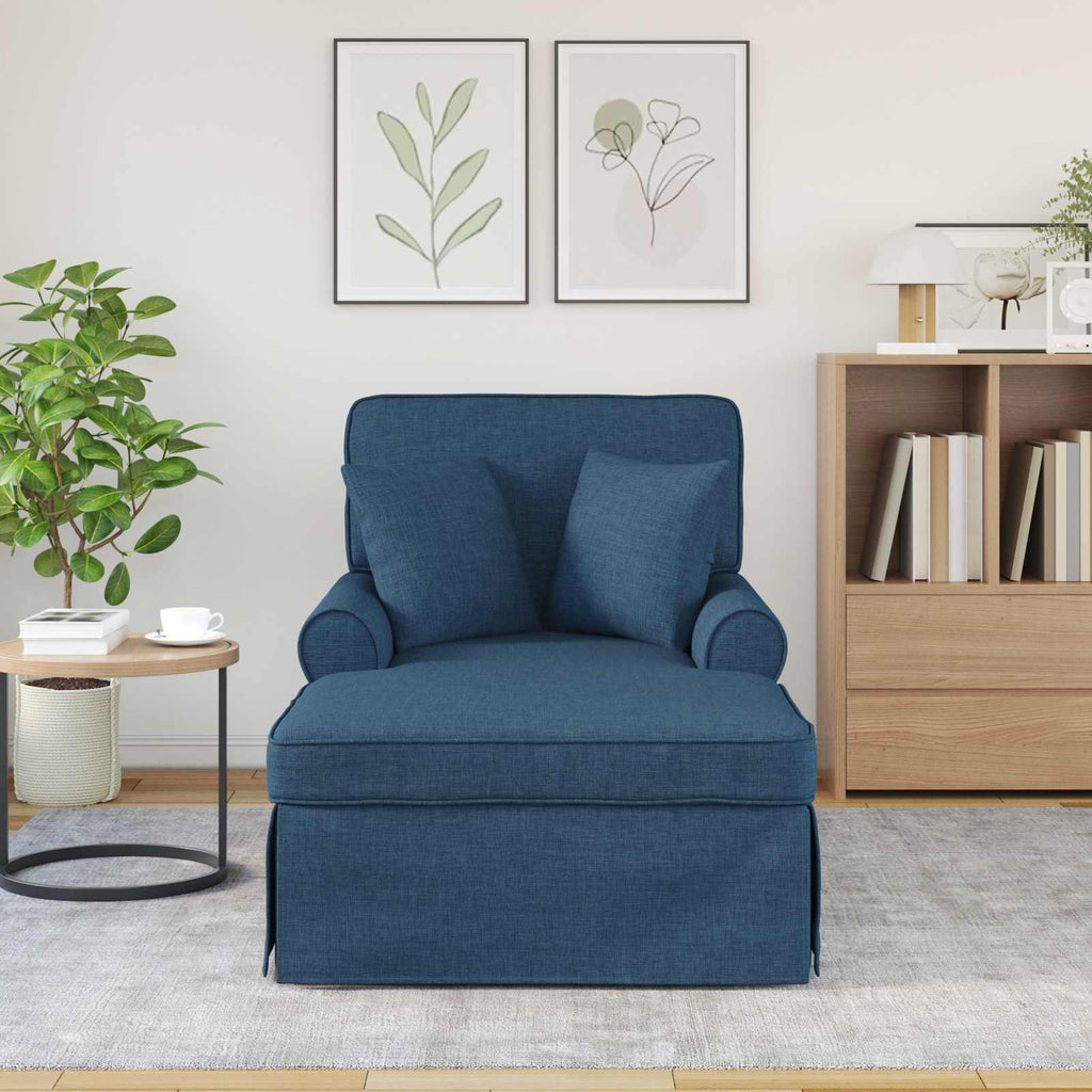 vidaXL Chaise Lounge z Fartuszkiem z poduszką 3 pcs Niebieski tkanina