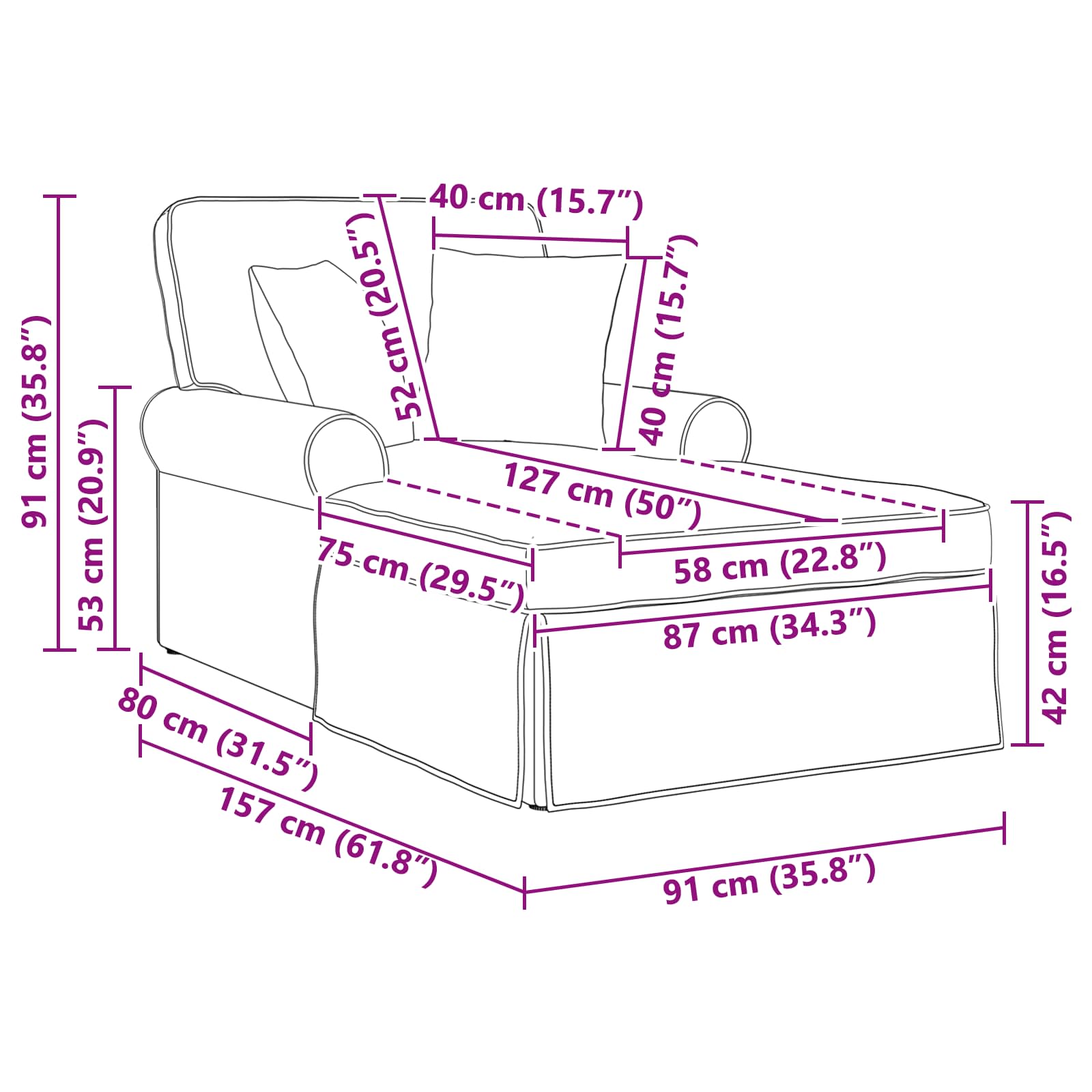 vidaXL Chaise Lounge z Fartuszkiem z poduszką 3 pcs Niebieski tkanina