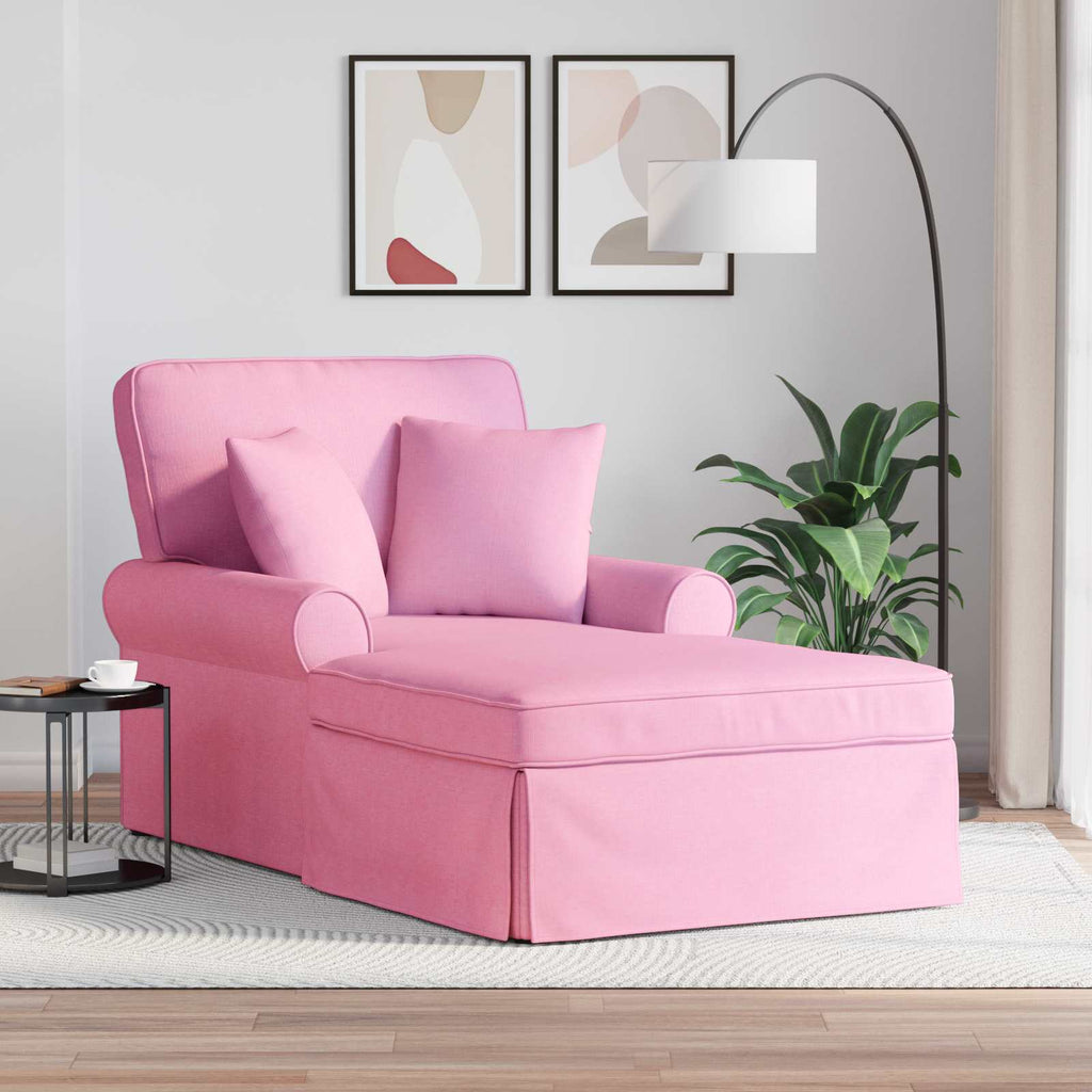 vidaXL Chaise Lounge z Fartuszkiem z poduszką 3 pcs Różowy tkanina