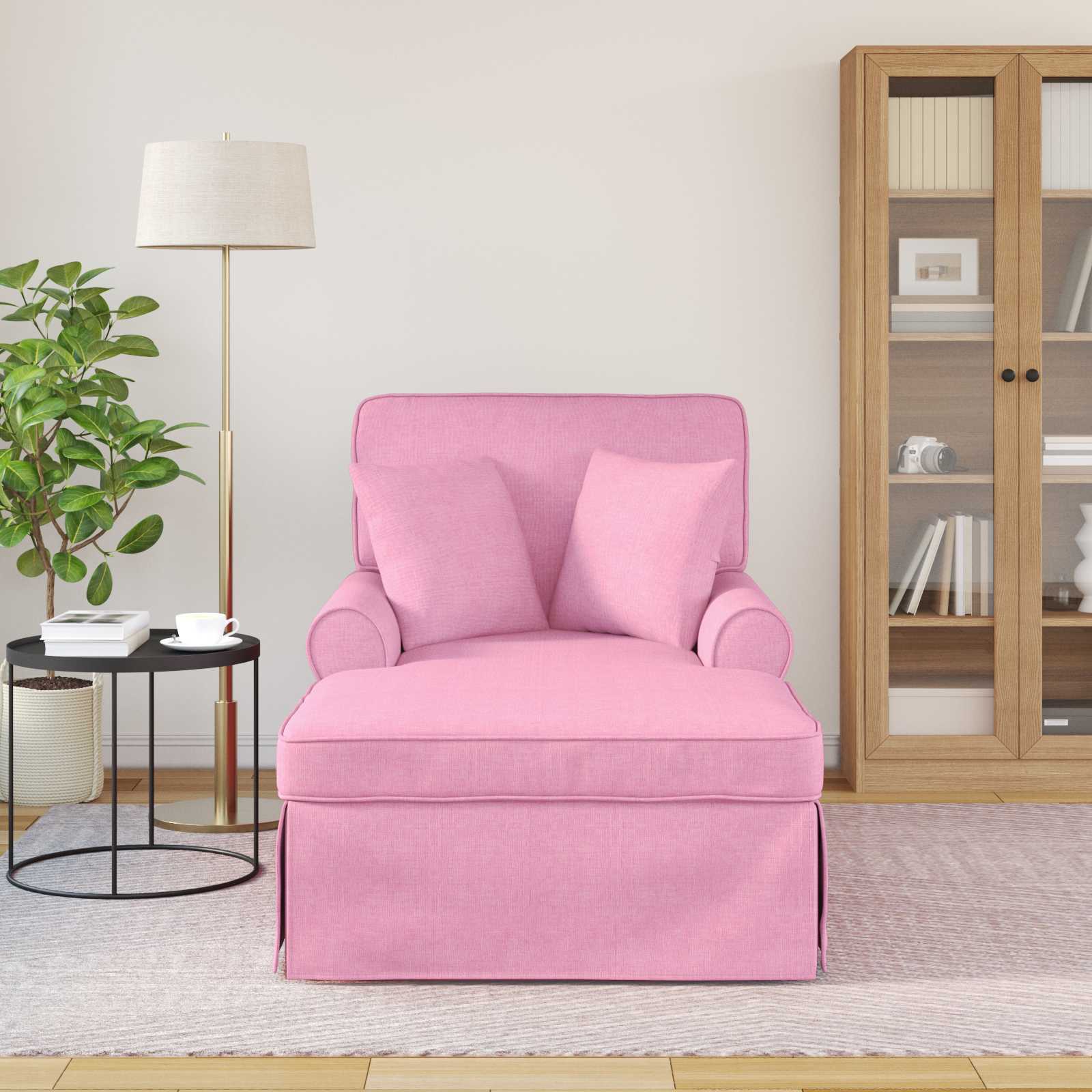 vidaXL Chaise Lounge z Fartuszkiem z poduszką 3 pcs Różowy tkanina