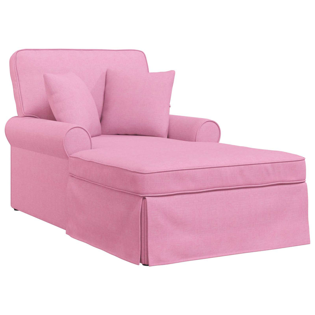 vidaXL Chaise Lounge z Fartuszkiem z poduszką 3 pcs Różowy tkanina