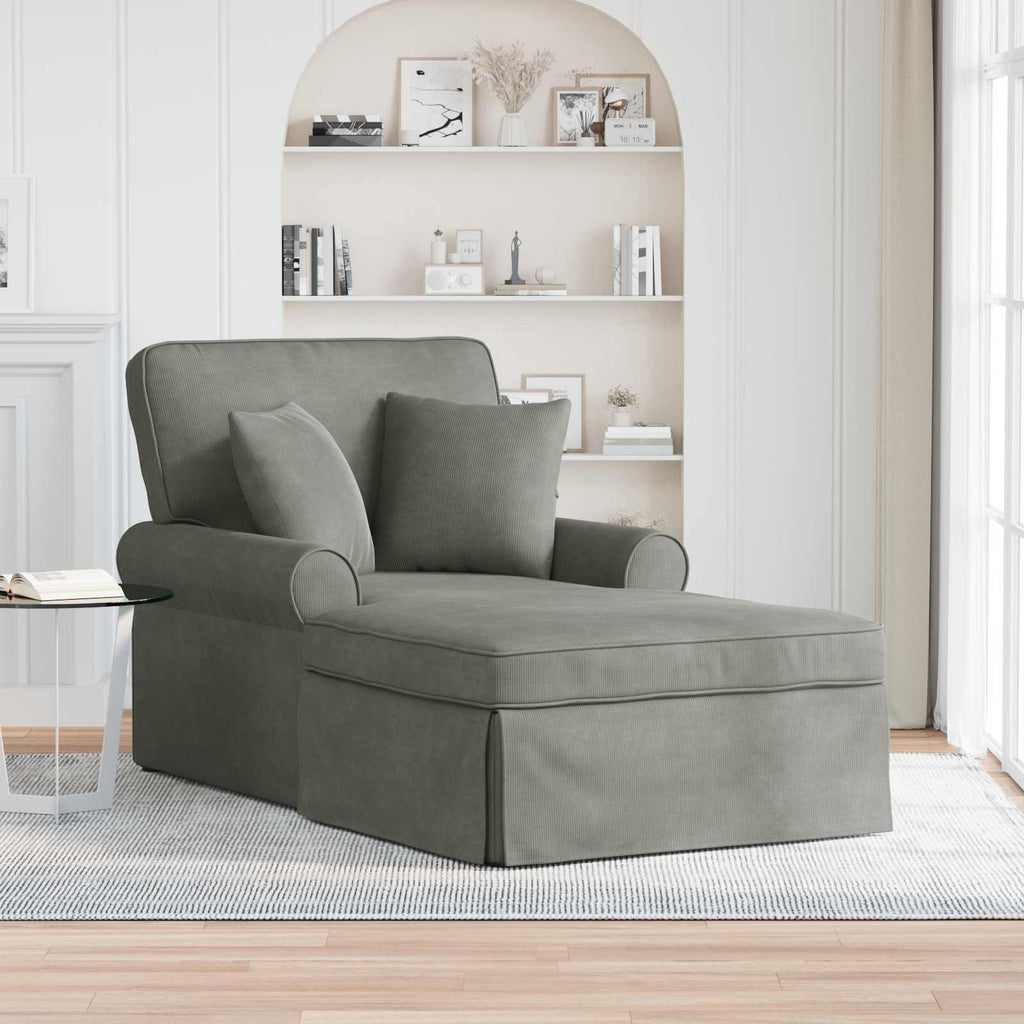vidaXL Chaise Lounge z Fartuszkiem 3 pcs Jasnoszary Tkanina sztruksowa