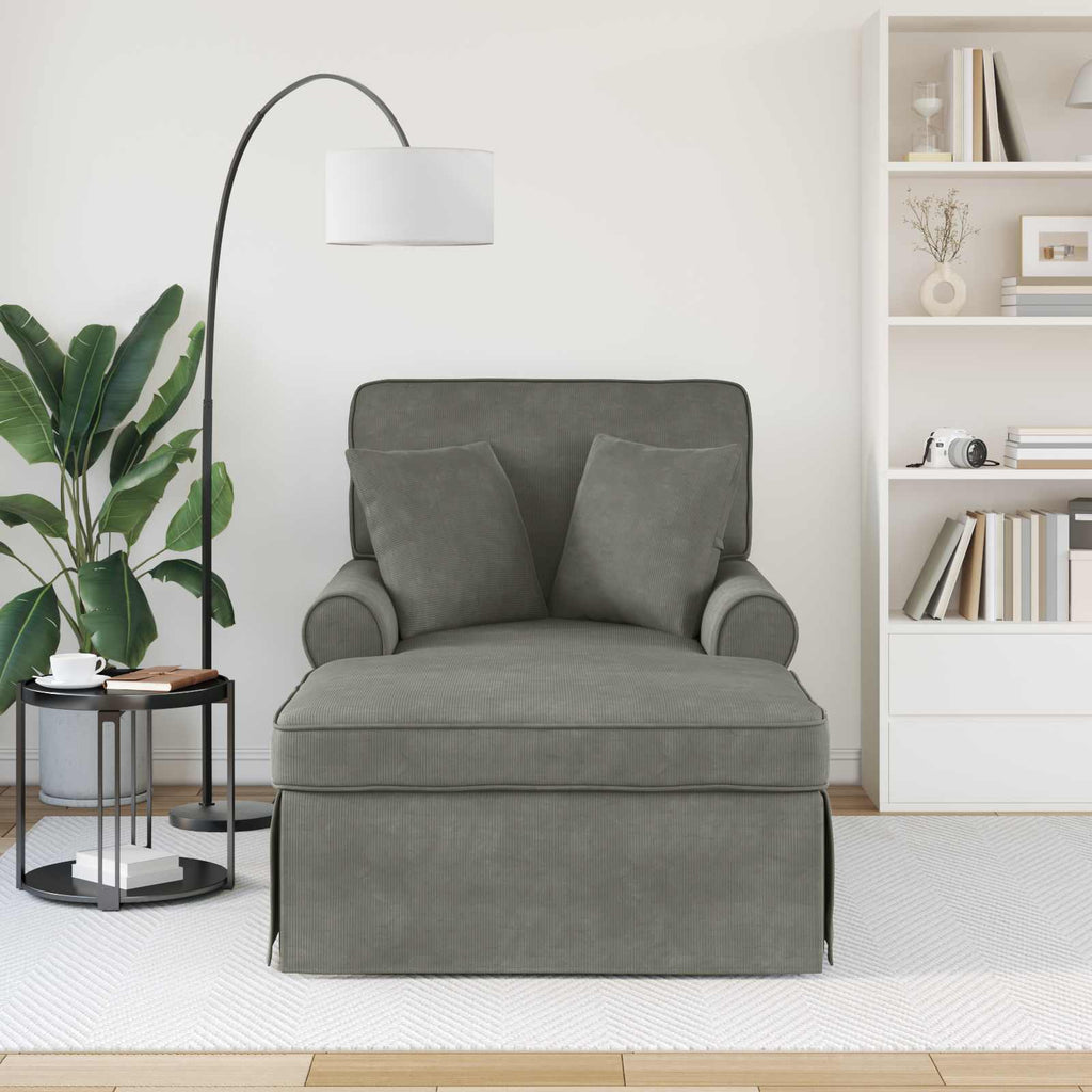 vidaXL Chaise Lounge z Fartuszkiem 3 pcs Jasnoszary Tkanina sztruksowa
