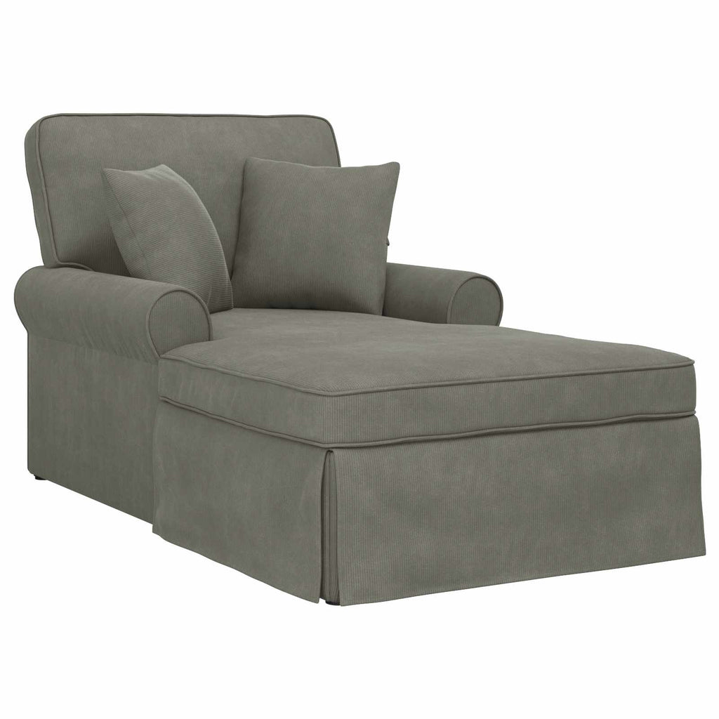 vidaXL Chaise Lounge z Fartuszkiem 3 pcs Jasnoszary Tkanina sztruksowa