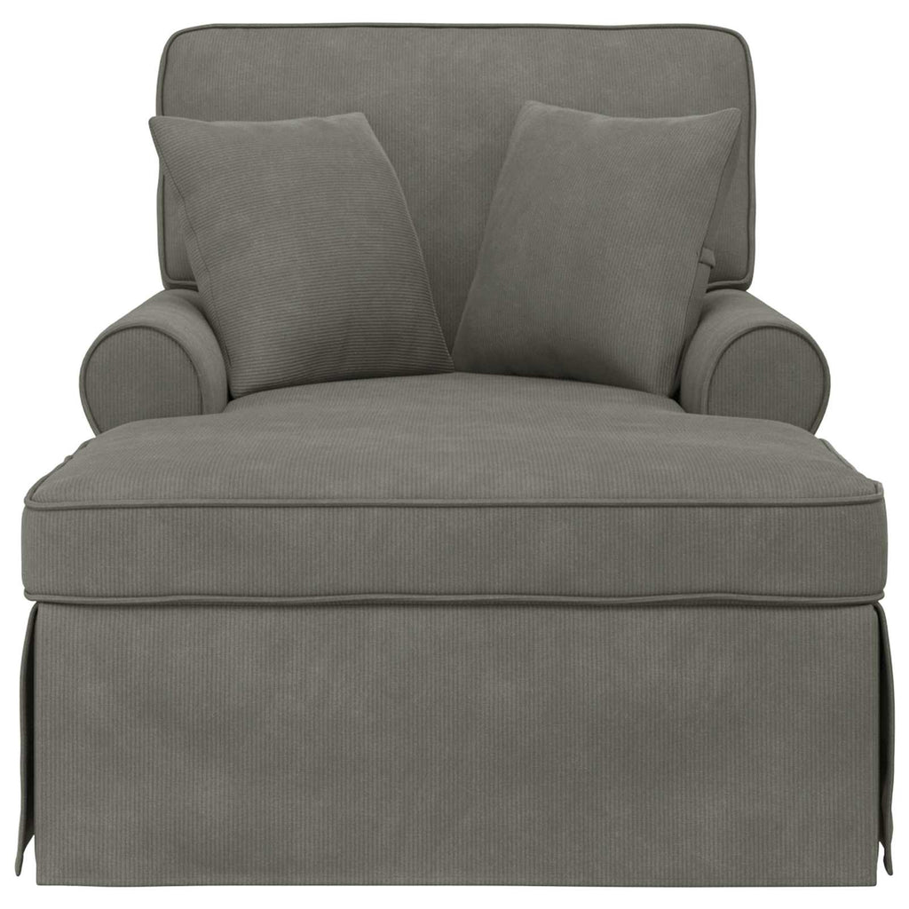 vidaXL Chaise Lounge z Fartuszkiem 3 pcs Jasnoszary Tkanina sztruksowa