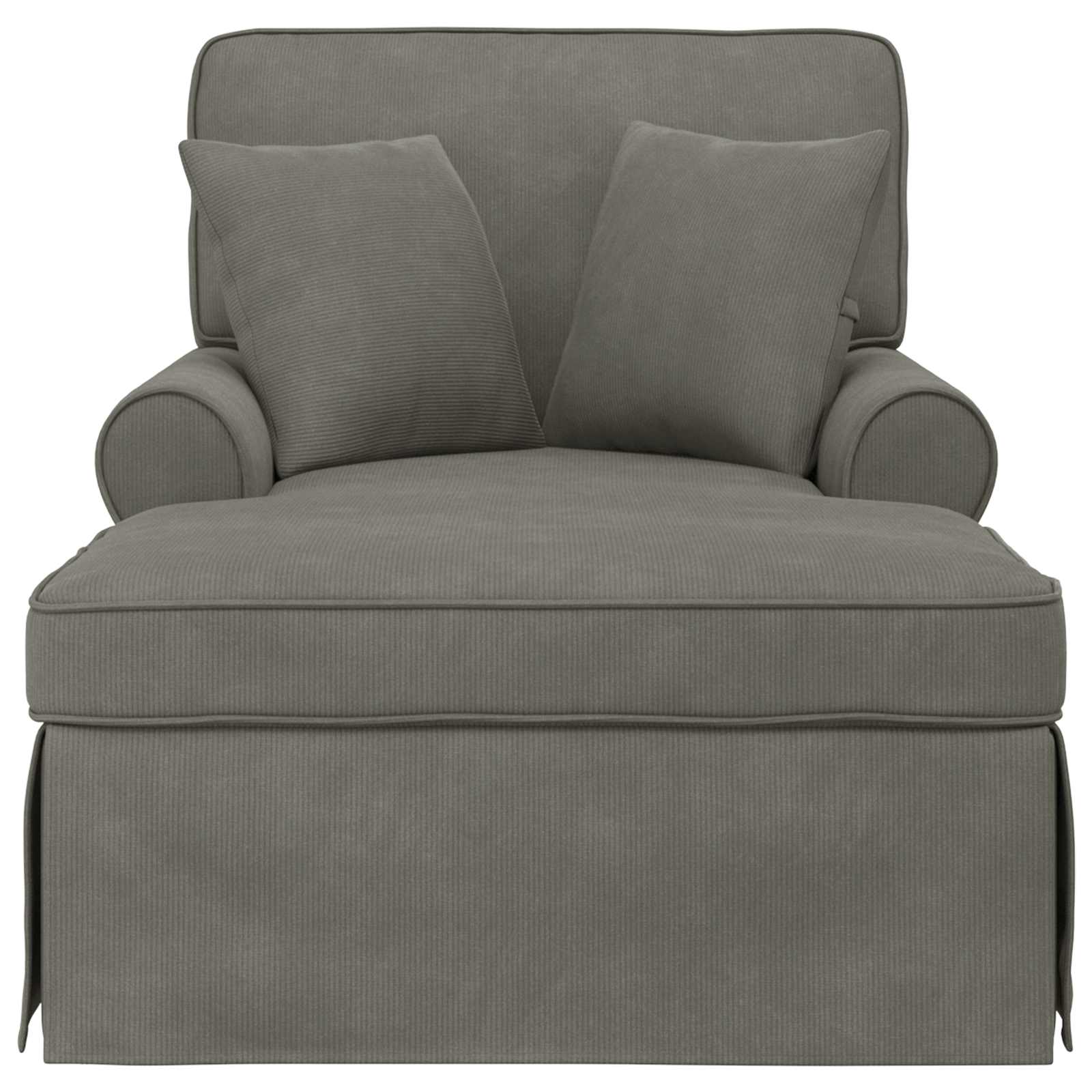 vidaXL Chaise Lounge z Fartuszkiem 3 pcs Jasnoszary Tkanina sztruksowa