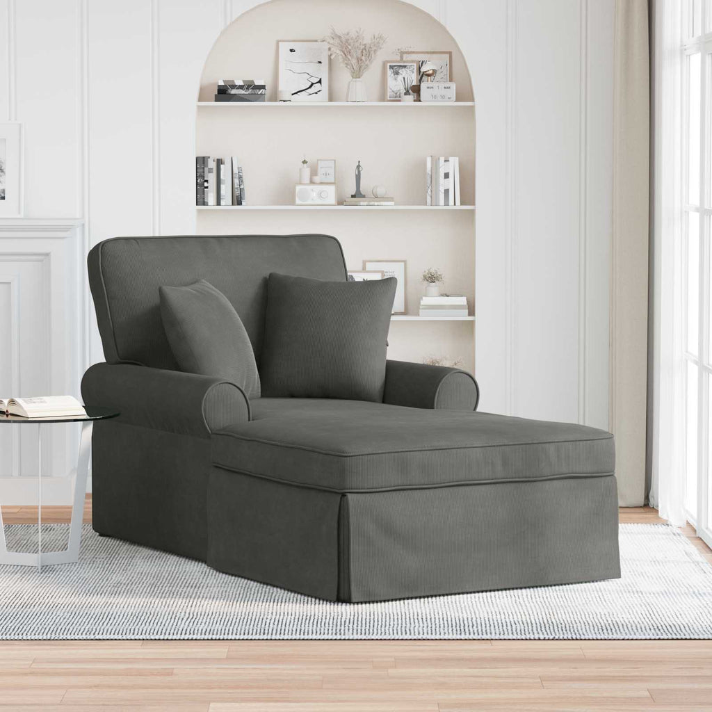 vidaXL Chaise Lounge z Fartuszkiem z poduszką 3 pcs Ciemnoszary