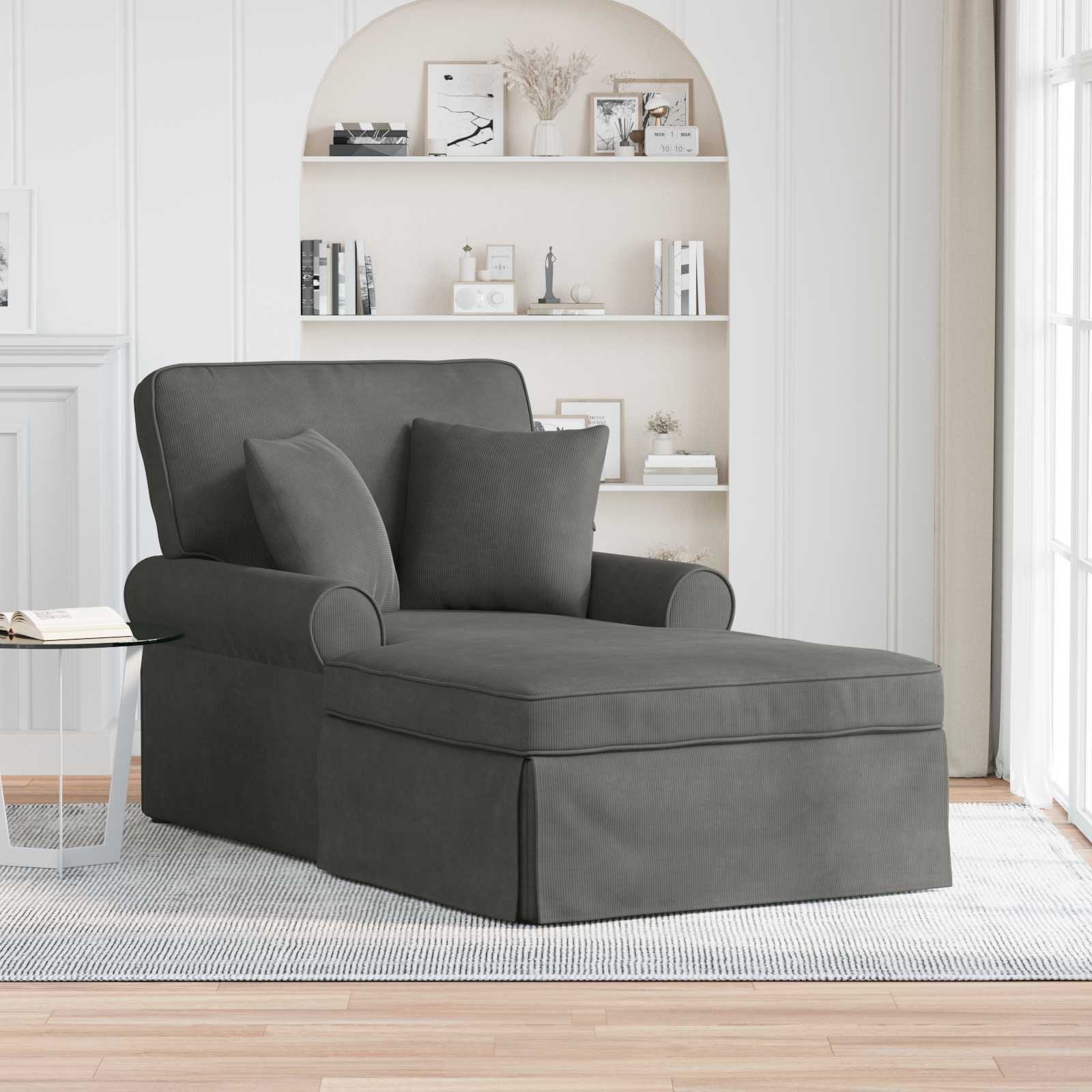 vidaXL Chaise Lounge z Fartuszkiem z poduszką 3 pcs Ciemnoszary