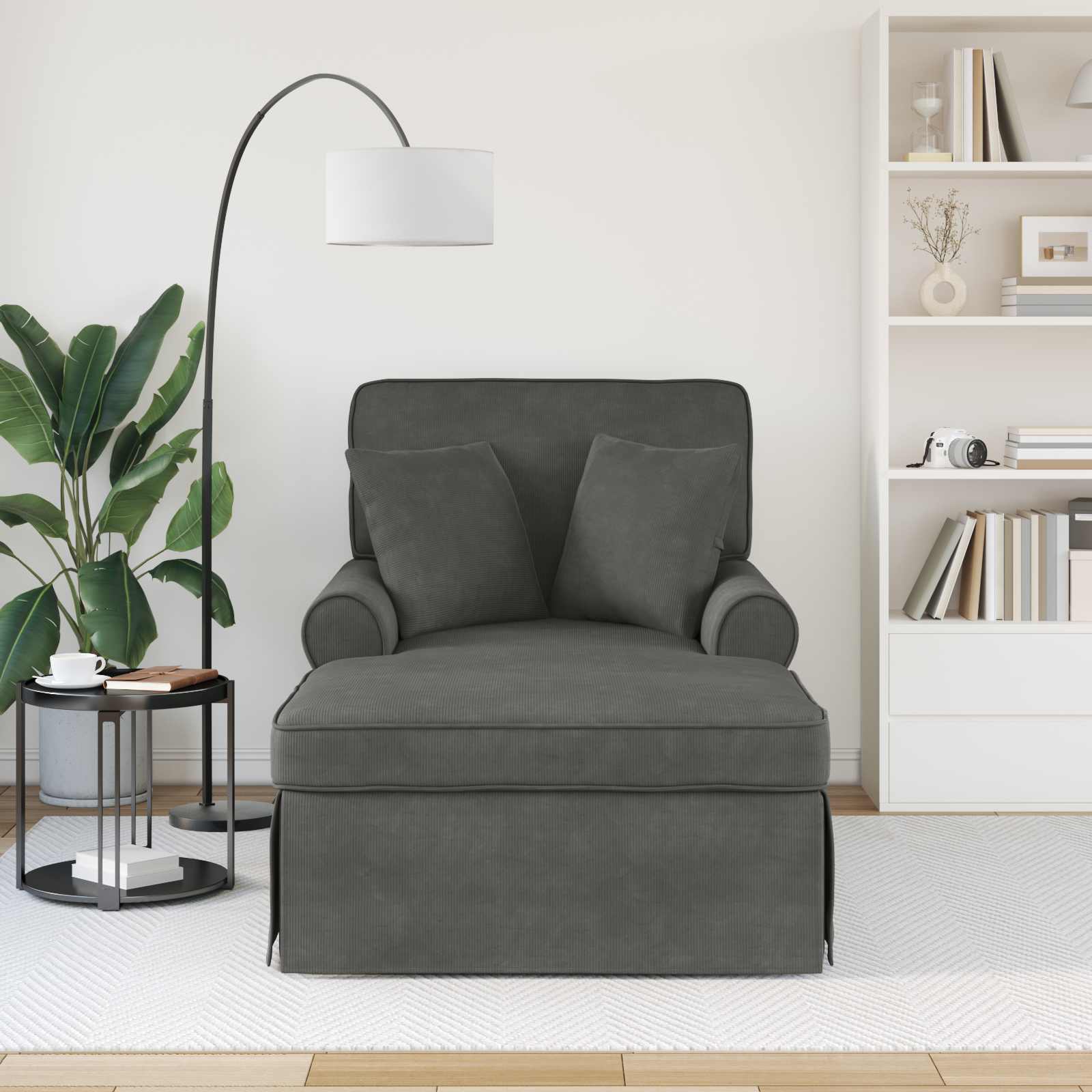 vidaXL Chaise Lounge z Fartuszkiem z poduszką 3 pcs Ciemnoszary