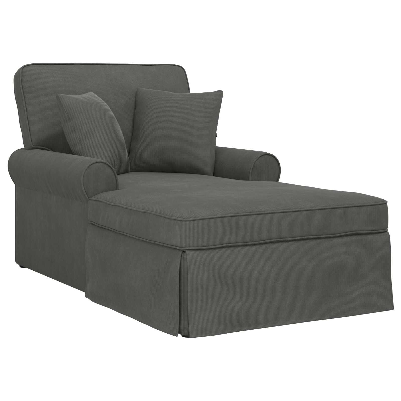 vidaXL Chaise Lounge z Fartuszkiem z poduszką 3 pcs Ciemnoszary