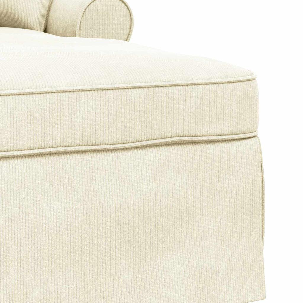 vidaXL Chaise Lounge z Fartuszkiem 3 pcs Kremowy Tkanina sztruksowa
