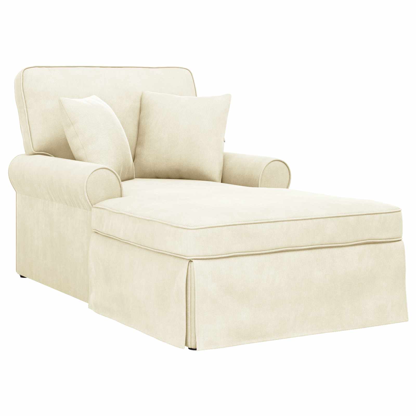 vidaXL Chaise Lounge z Fartuszkiem 3 pcs Kremowy Tkanina sztruksowa