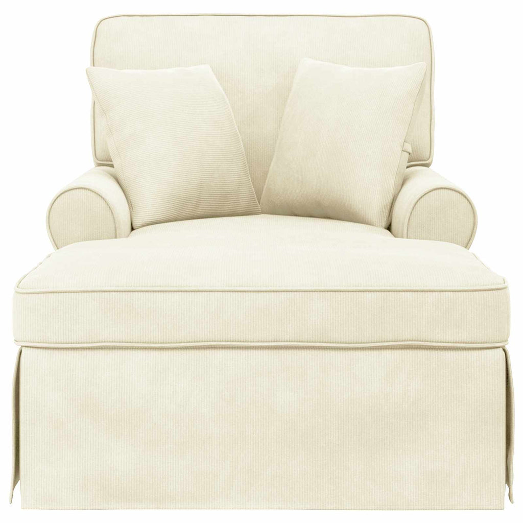 vidaXL Chaise Lounge z Fartuszkiem 3 pcs Kremowy Tkanina sztruksowa