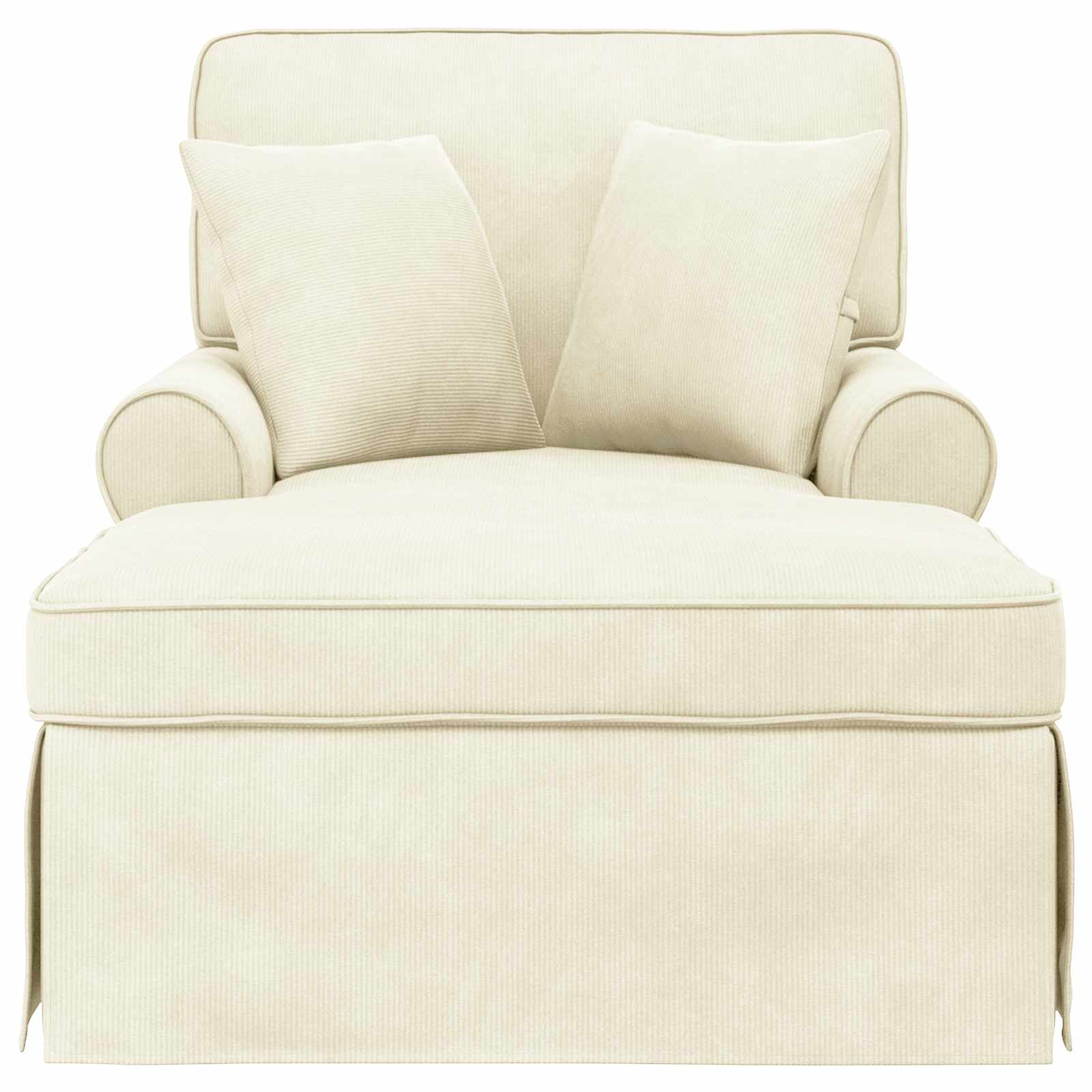 vidaXL Chaise Lounge z Fartuszkiem 3 pcs Kremowy Tkanina sztruksowa