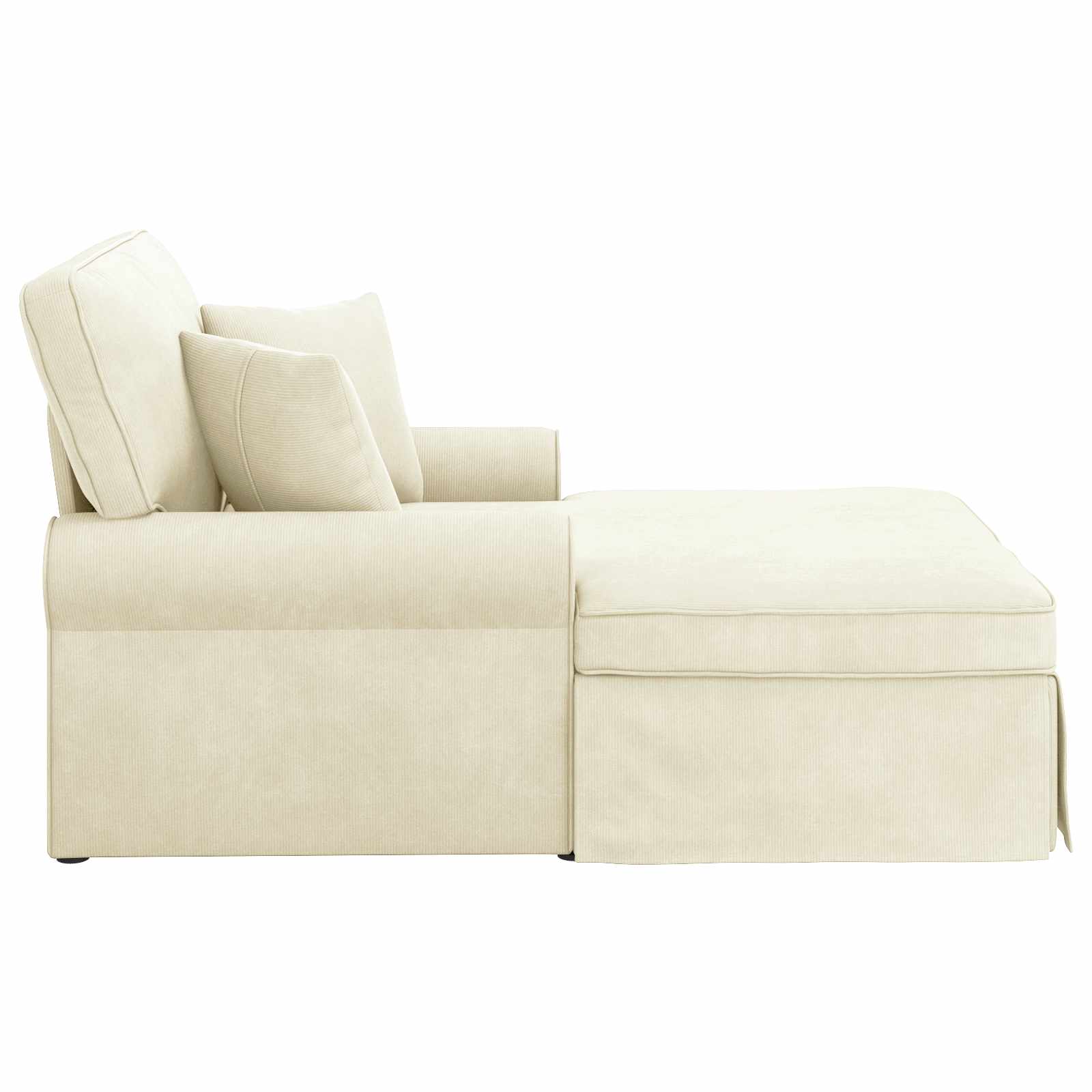 vidaXL Chaise Lounge z Fartuszkiem 3 pcs Kremowy Tkanina sztruksowa