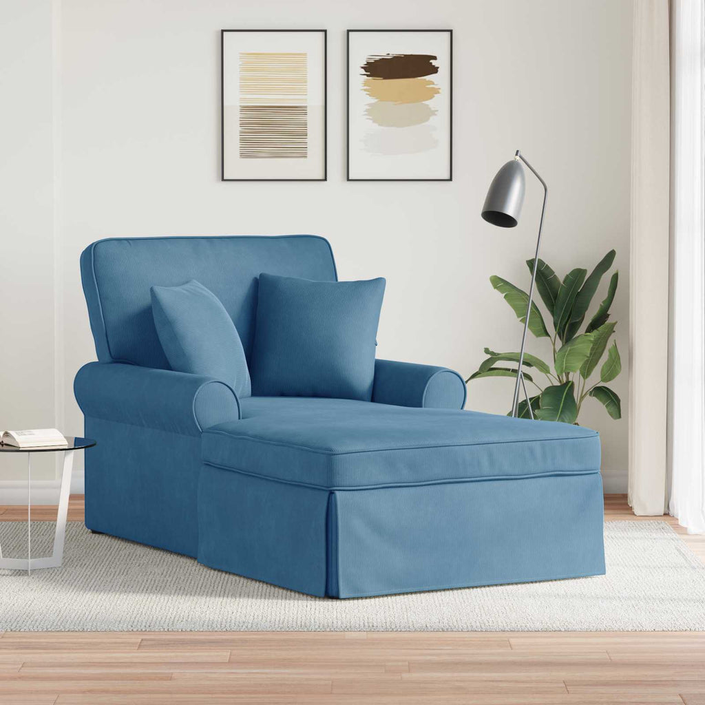 vidaXL Chaise Lounge z Fartuszkiem 3 pcs Niebieski Tkanina sztruksowa