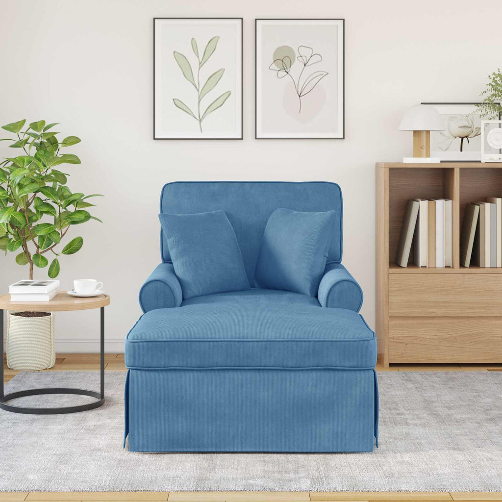 vidaXL Chaise Lounge z Fartuszkiem 3 pcs Niebieski Tkanina sztruksowa