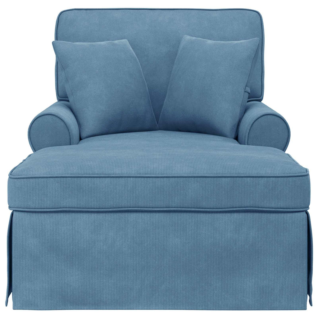 vidaXL Chaise Lounge z Fartuszkiem 3 pcs Niebieski Tkanina sztruksowa
