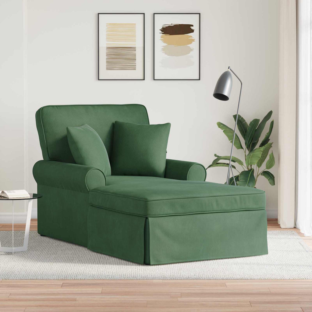 vidaXL Chaise Lounge z Fartuszkiem z poduszką 3 pcs Zielony dżungli