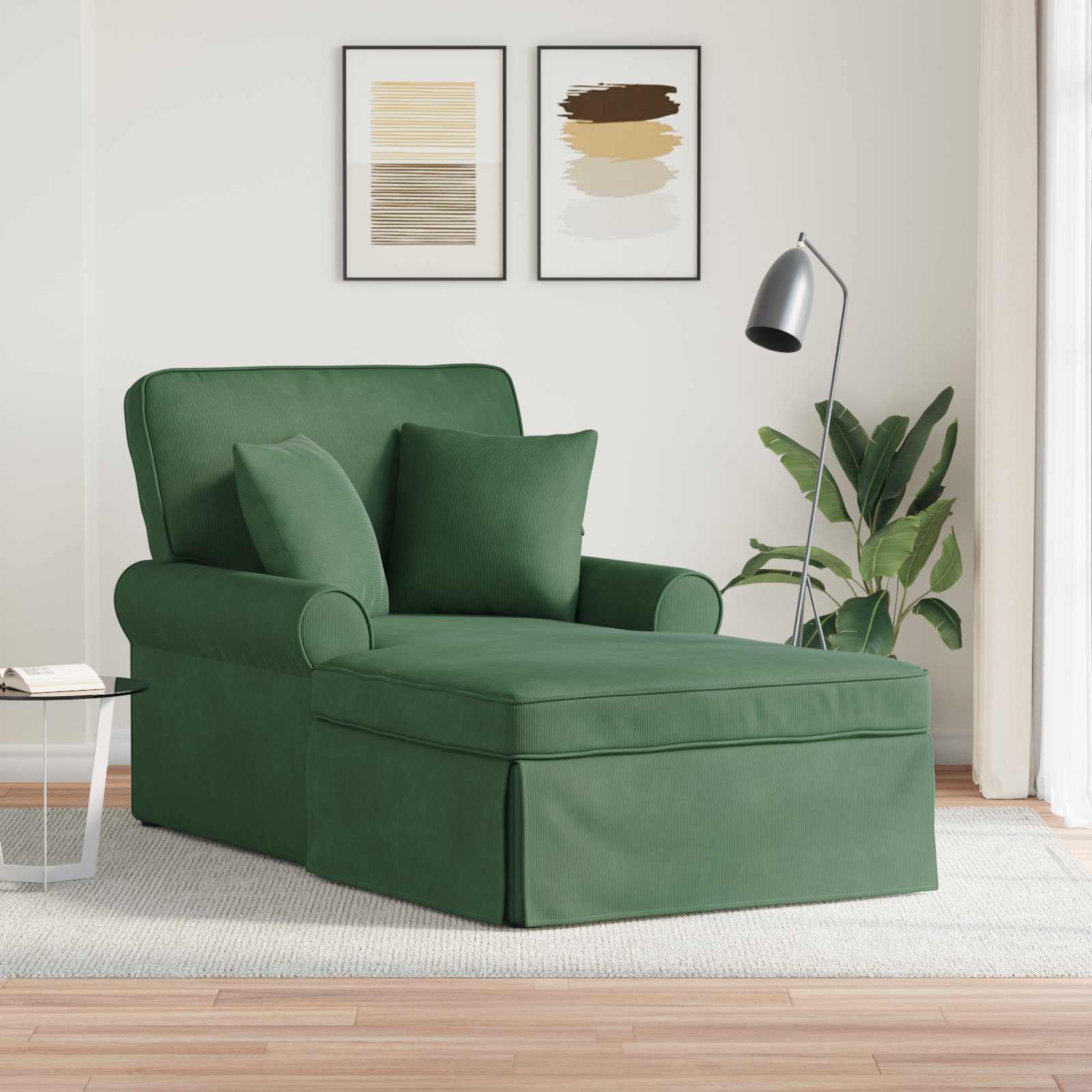 vidaXL Chaise Lounge z Fartuszkiem z poduszką 3 pcs Zielony dżungli