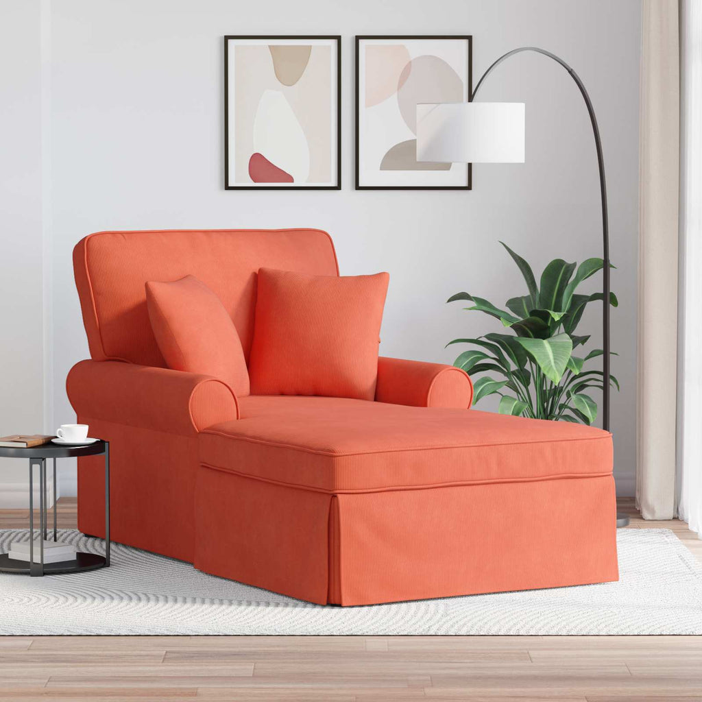 vidaXL Chaise Lounge z Fartuszkiem 3 pcs Czerwono-pomarańczowy