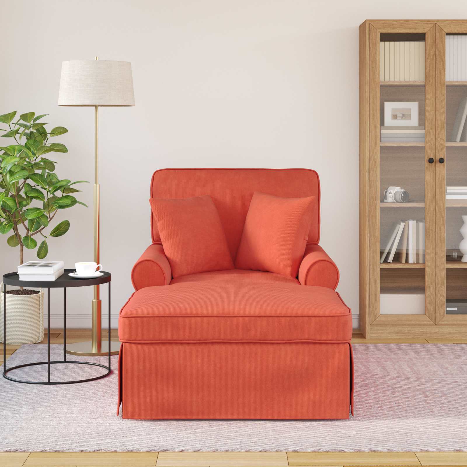 vidaXL Chaise Lounge z Fartuszkiem 3 pcs Czerwono-pomarańczowy