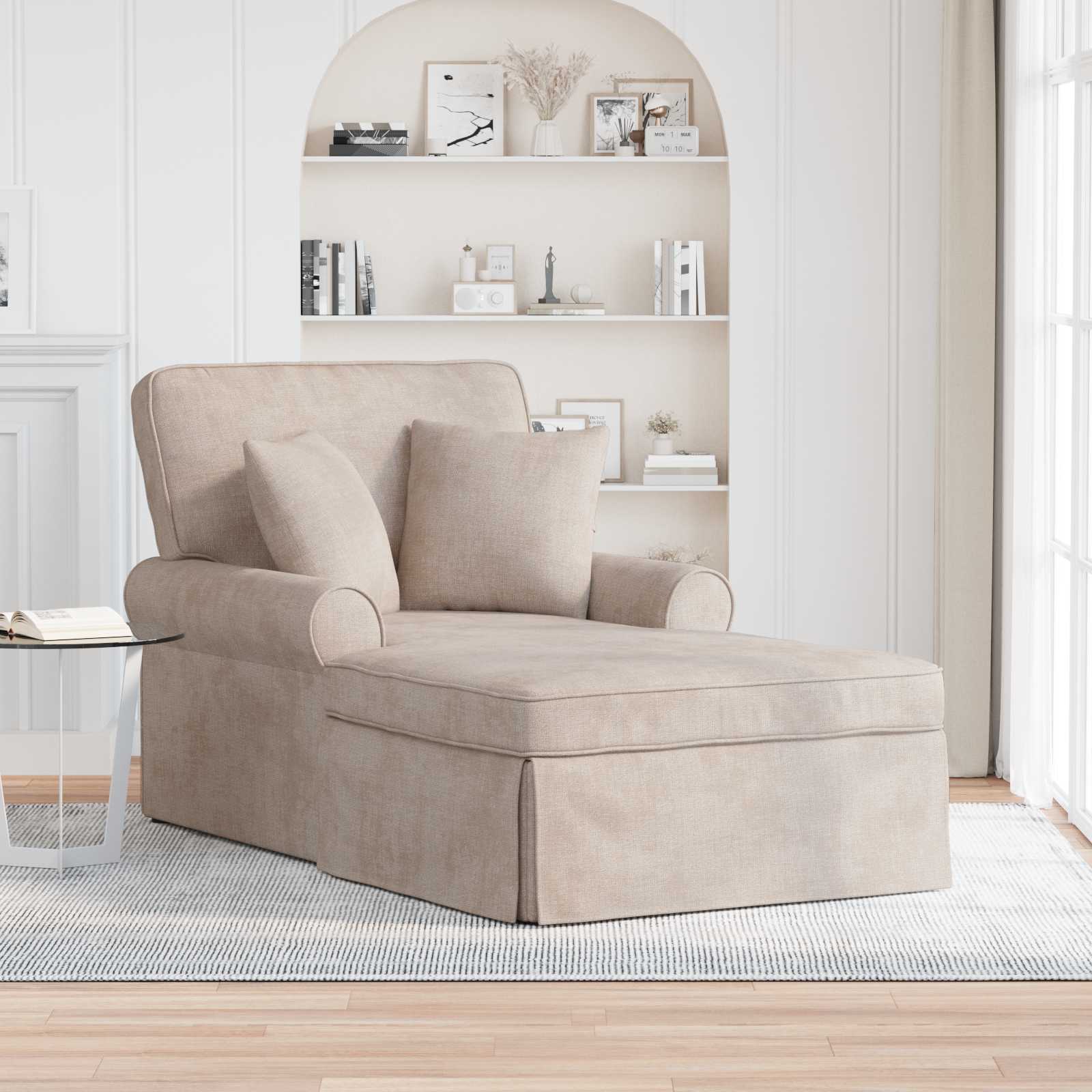 vidaXL Chaise Lounge z Fartuszkiem Beżowy 157 x 91 x 91 cm ARES