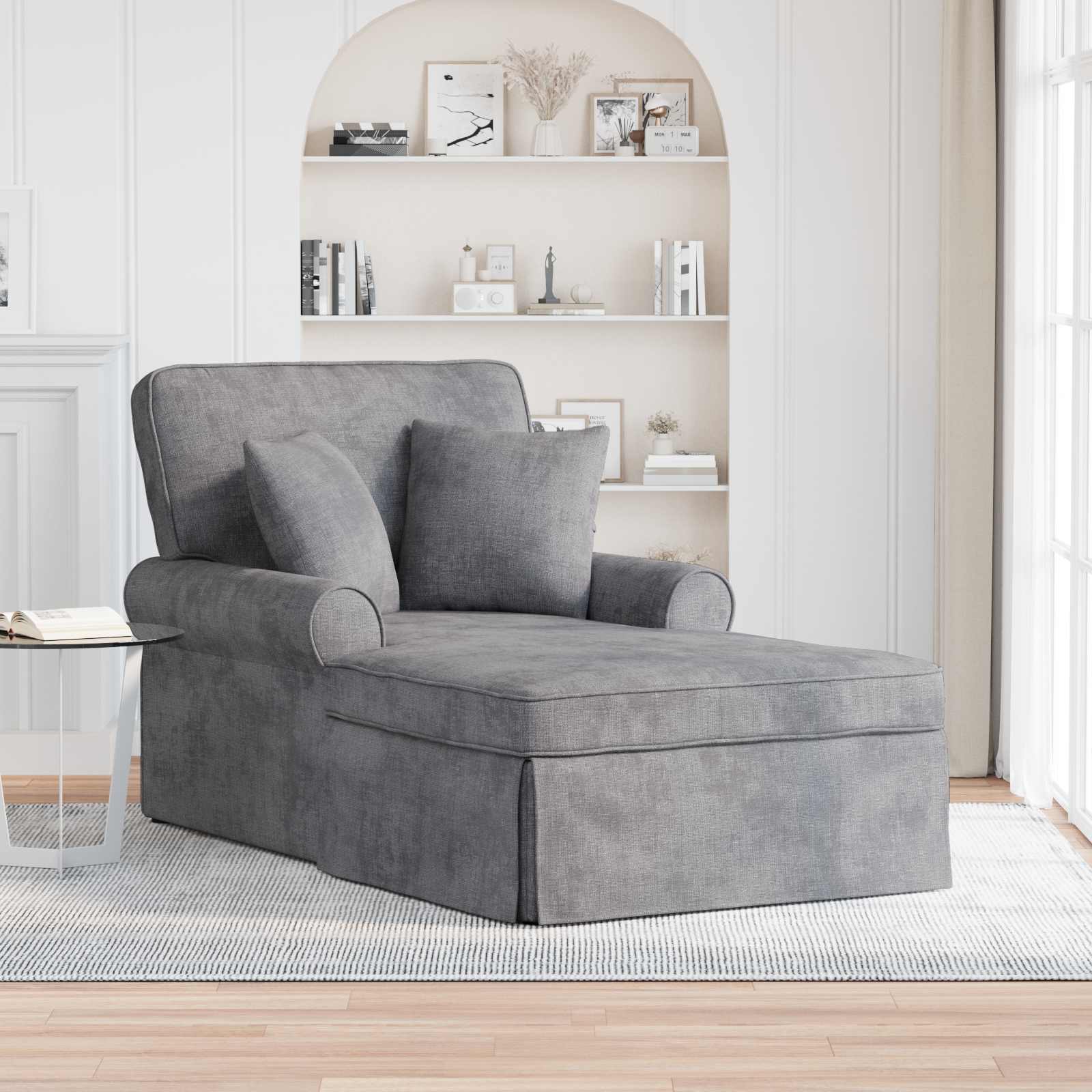 vidaXL Chaise Lounge z Fartuszkiem jasnoszary 157 x 91 x 91 cm ARES