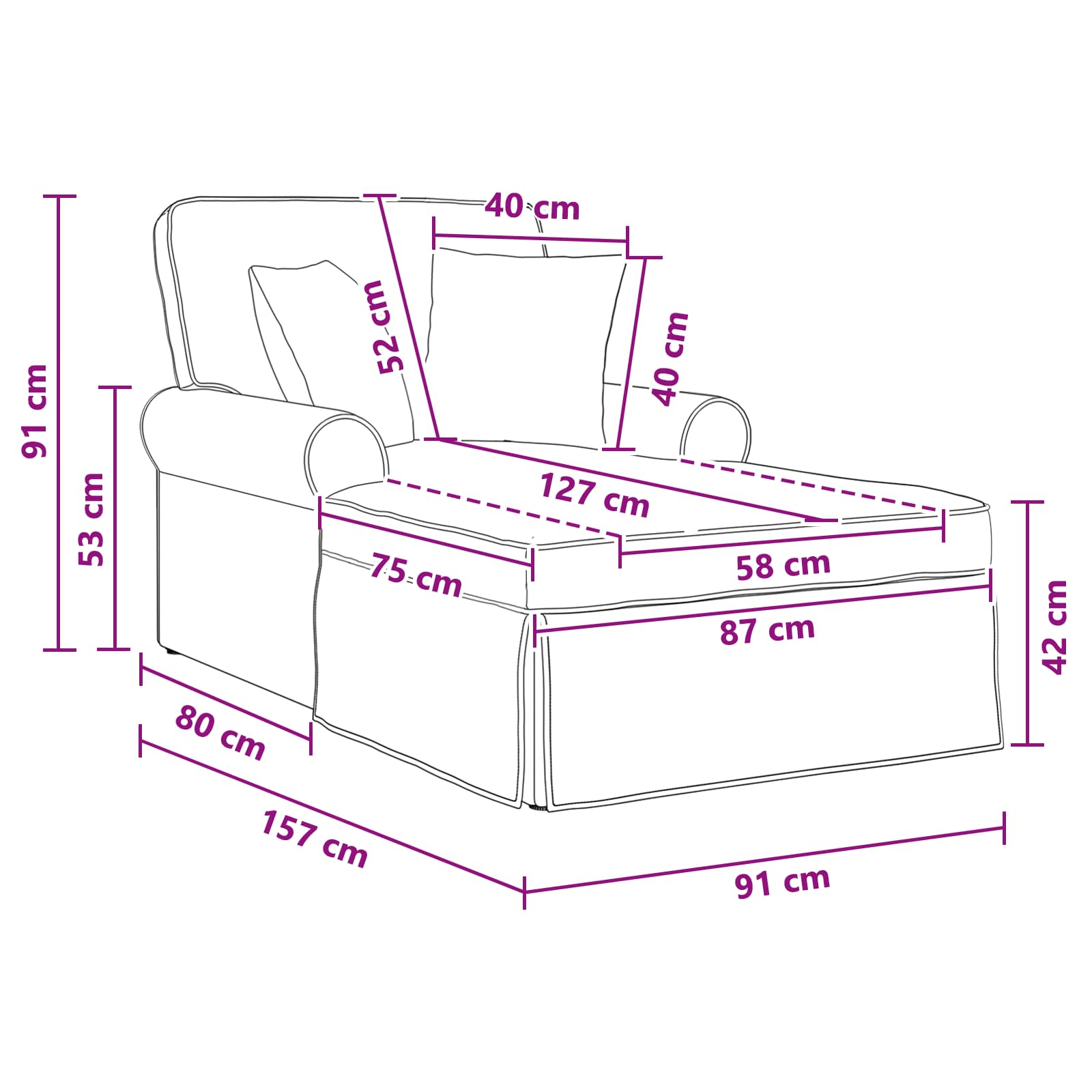 vidaXL Chaise Lounge z Fartuszkiem jasnoszary 157 x 91 x 91 cm ARES