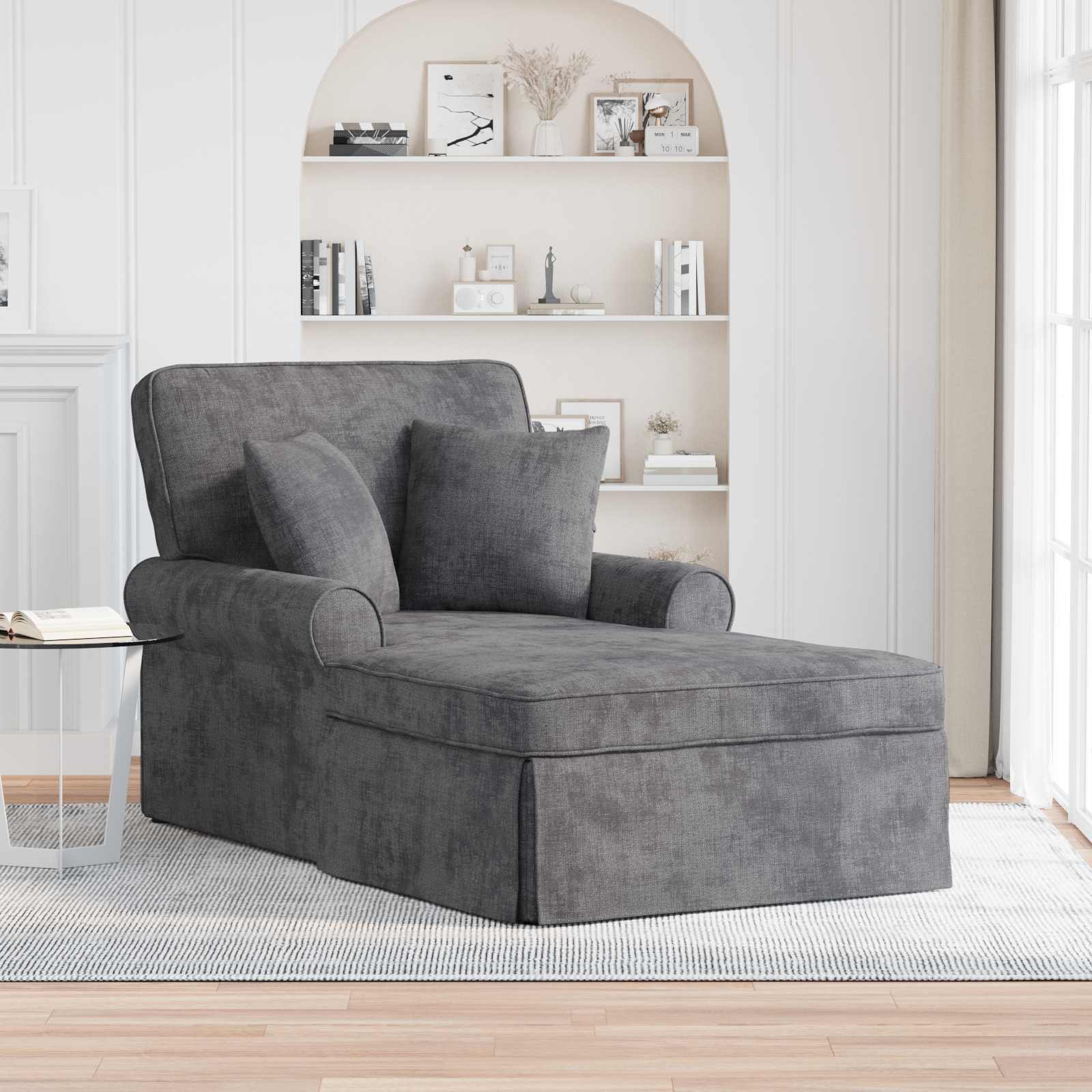 vidaXL Chaise Lounge z Fartuszkiem ciemnoszary 157 x 91 x 91 cm ARES