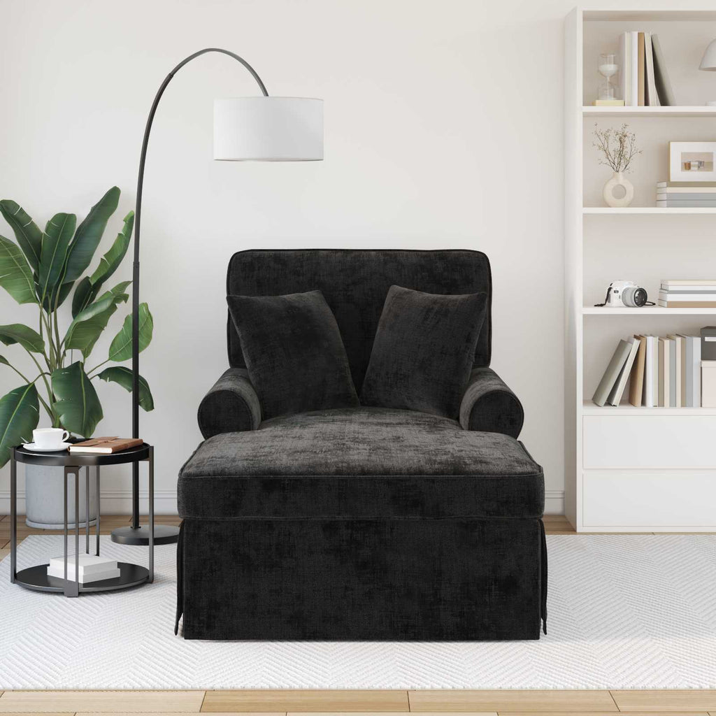 vidaXL Chaise Lounge z Fartuszkiem Czarny 157 x 91 x 91 cm ARES