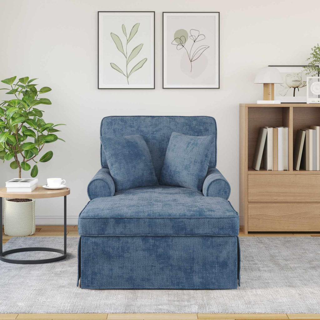 vidaXL Chaise Lounge z Fartuszkiem niebieski 157 x 91 x 91 cm ARES