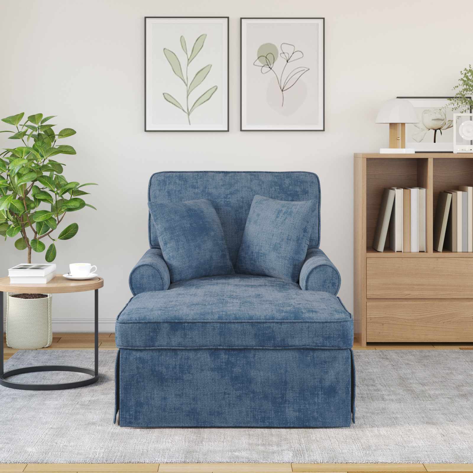 vidaXL Chaise Lounge z Fartuszkiem niebieski 157 x 91 x 91 cm ARES