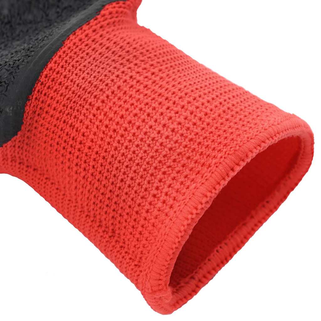 vidaXL Rękawice Robocze 24 pcs Czerwony i Czarny 7 / S Powłoka lateksowa