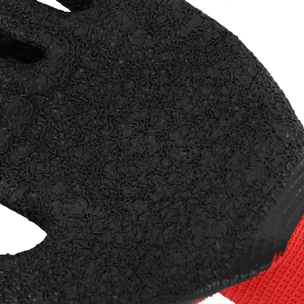 vidaXL Rękawice Robocze 24 pcs Czerwony i Czarny 8 / m Powłoka lateksowa