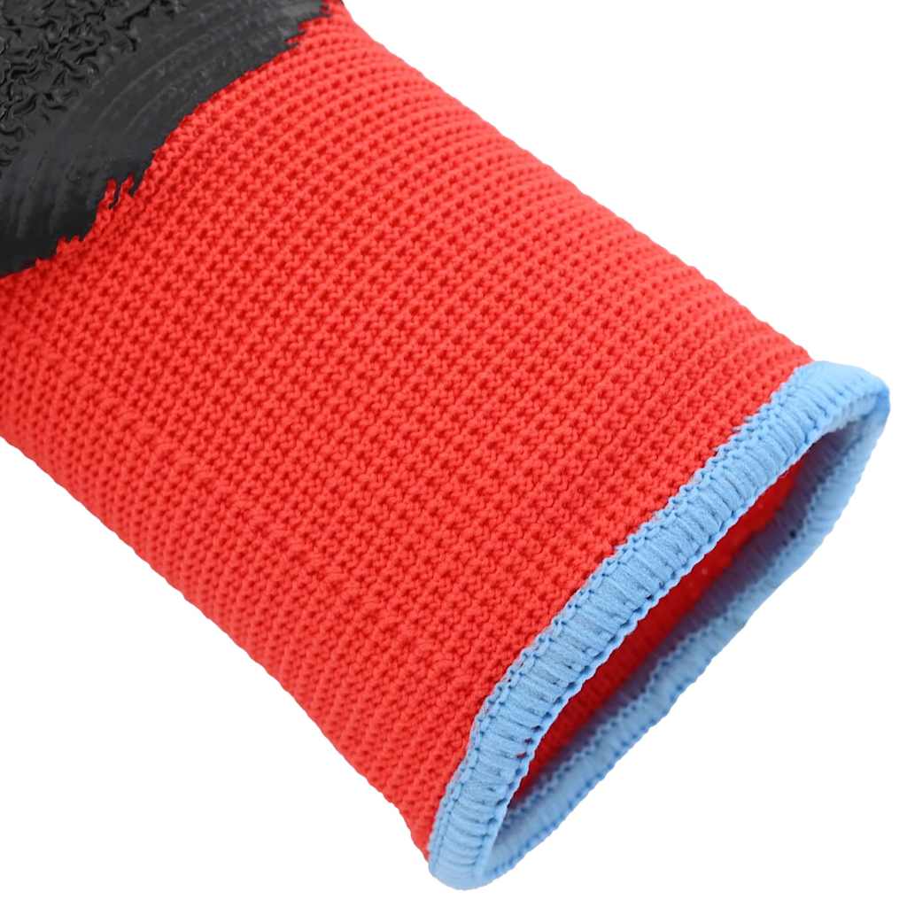 vidaXL Rękawice Robocze 12 pcs Czerwony i Czarny 9 / l Powłoka lateksowa