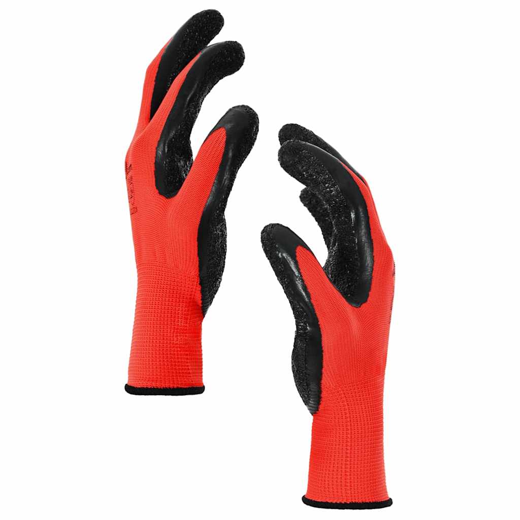 vidaXL Rękawice Robocze 12 pcs Czerwony i Czarny 10 / xl