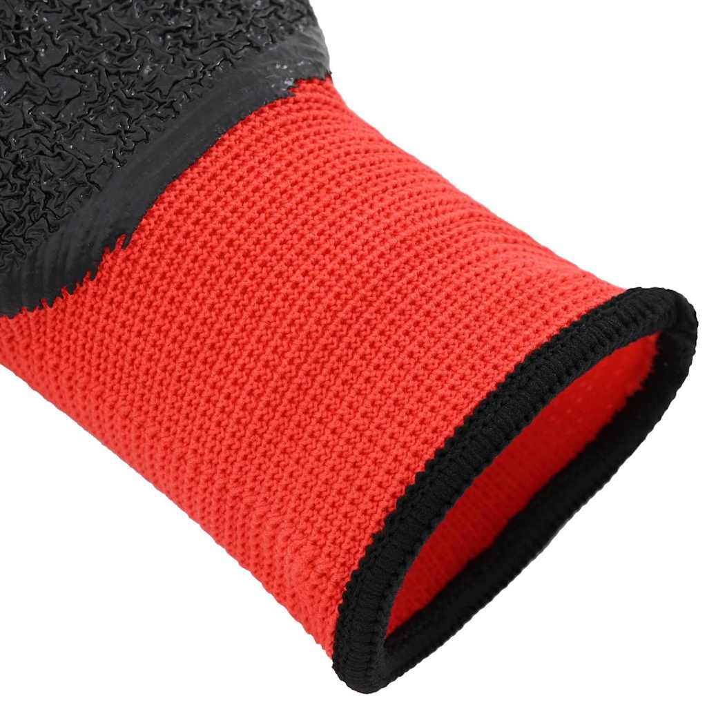 vidaXL Rękawice Robocze 24 pcs Czerwony i Czarny 10 / xl