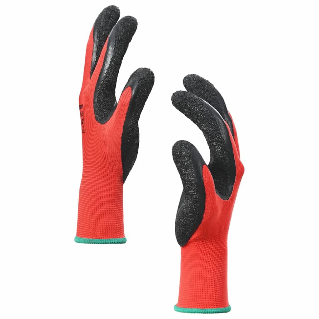 vidaXL Rękawice Robocze 24 pcs Czerwony i Czarny 11 / XXL
