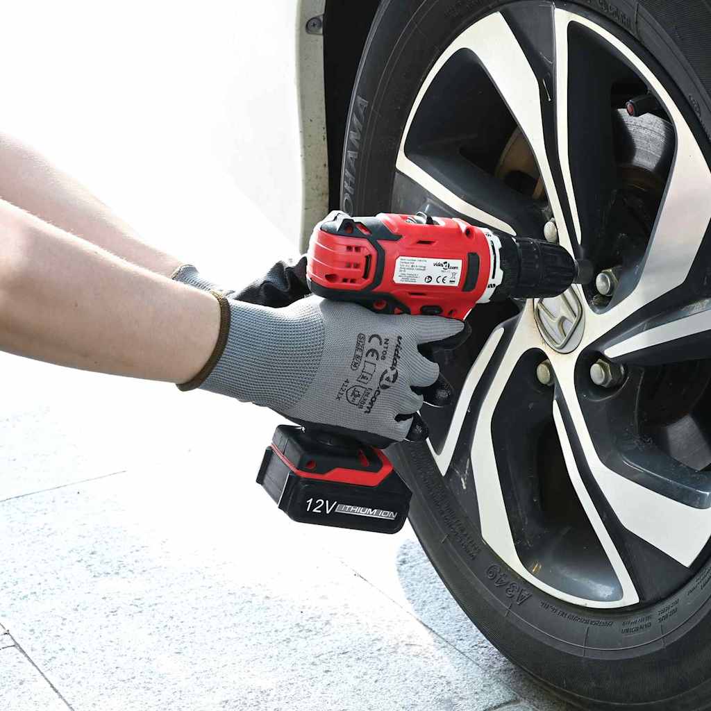 vidaXL Rękawice Robocze 12 pcs Szary i czarny 10 / xl Poliester