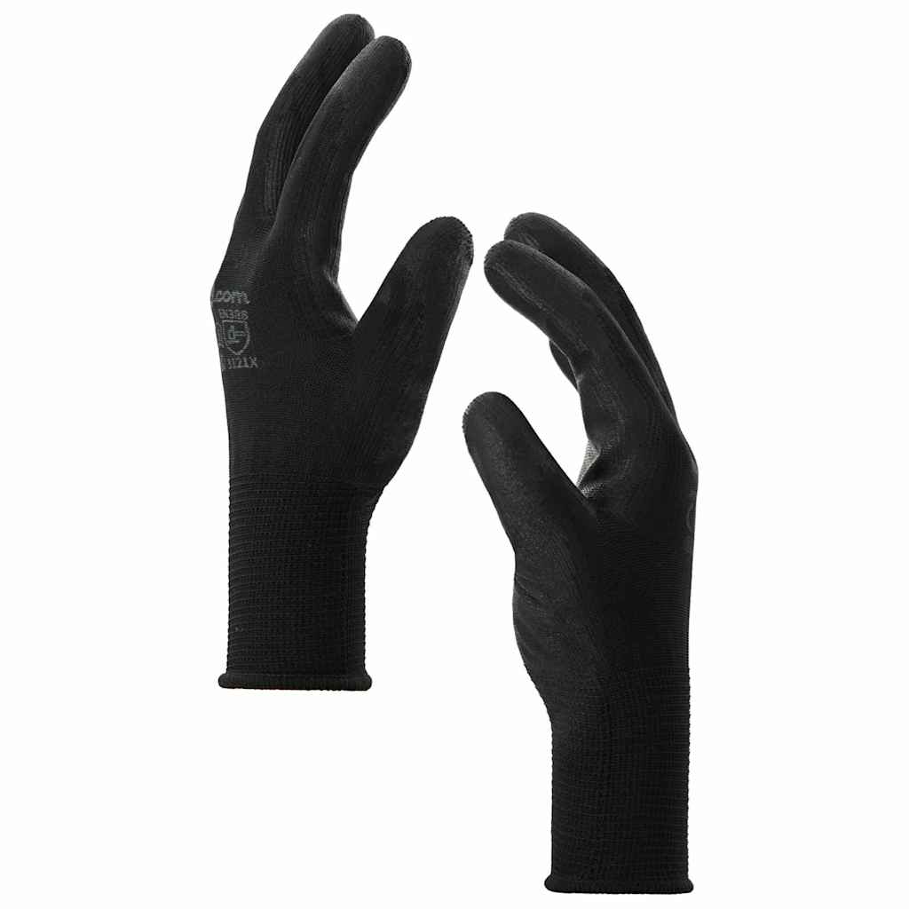 vidaXL Rękawice Robocze 24 pcs Czarny 10 / xl Poliester