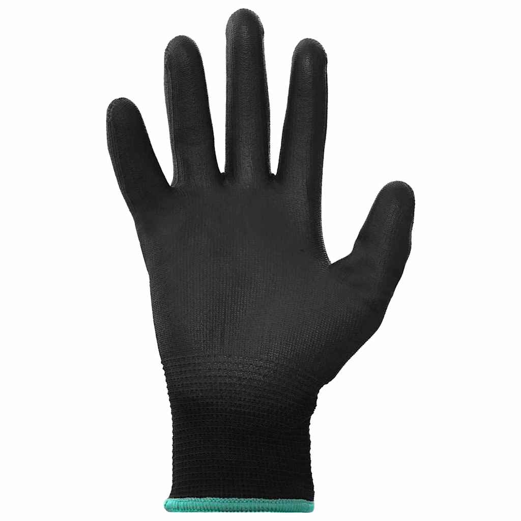 vidaXL Rękawice Robocze 24 pcs Czarny 11 / XXL Poliester