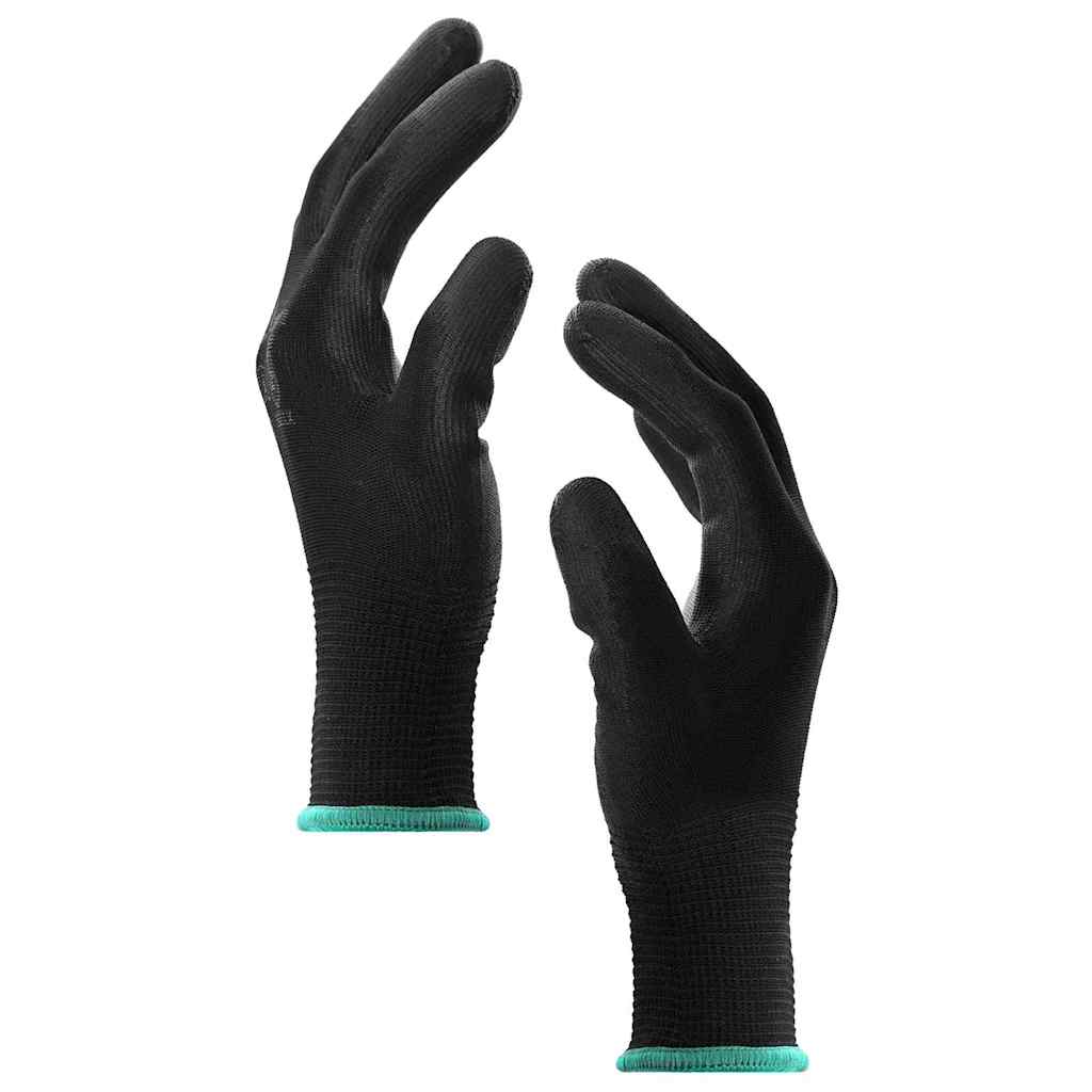 vidaXL Rękawice Robocze 24 pcs Czarny 11 / XXL Poliester