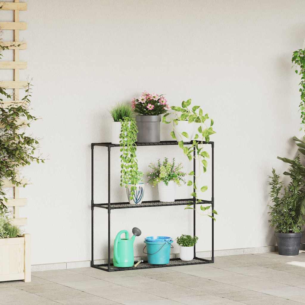 vidaXL 3-poziomowy stojak na rośliny Czarny 100 x 32 x 102 cm Stal