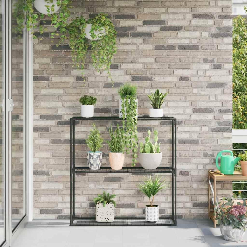 vidaXL 3-poziomowy stojak na rośliny Czarny 100 x 32 x 102 cm Stal