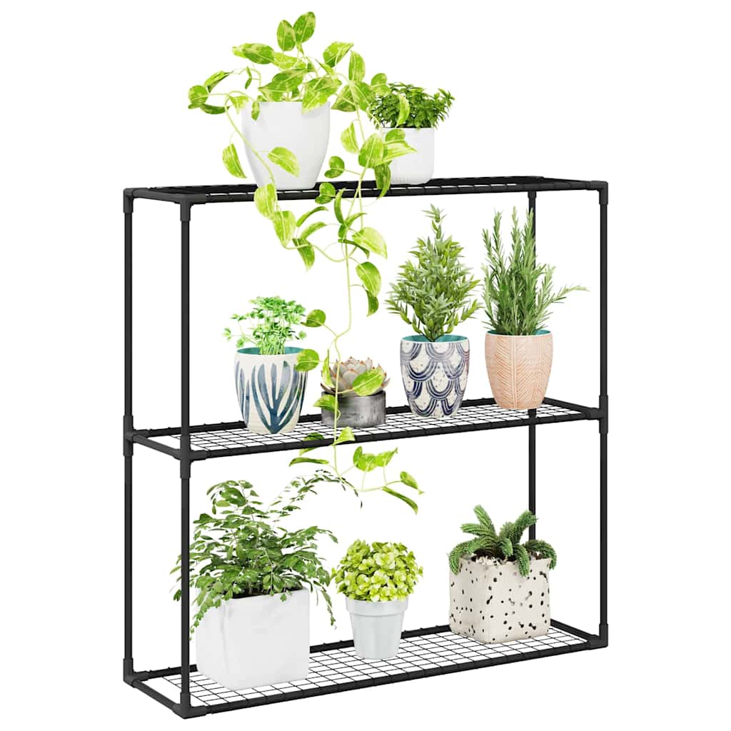 vidaXL 3-poziomowy stojak na rośliny Czarny 100 x 32 x 102 cm Stal