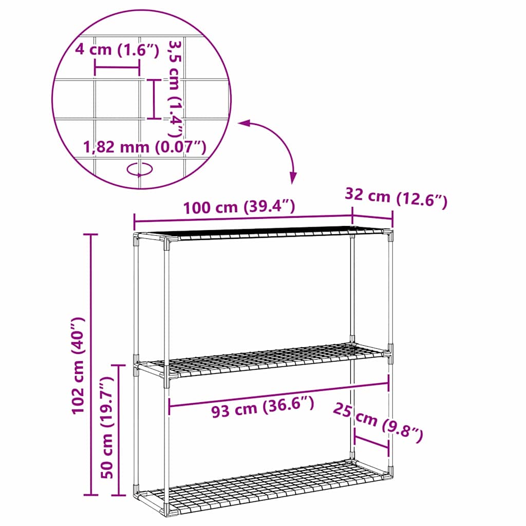 vidaXL 3-poziomowy stojak na rośliny Czarny 100 x 32 x 102 cm Stal