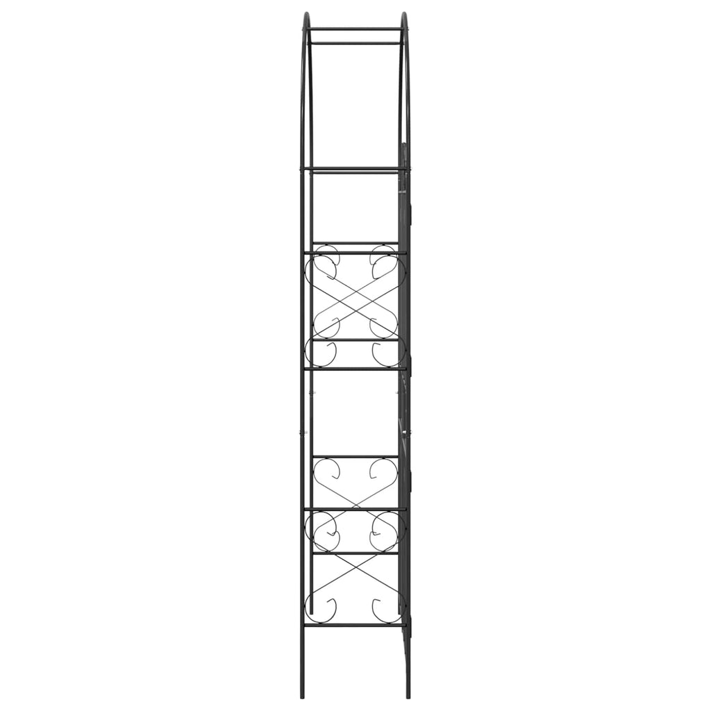 vidaXL Łuk Ogrodowy Gładki Czarny 115 x 37 x 226 cm